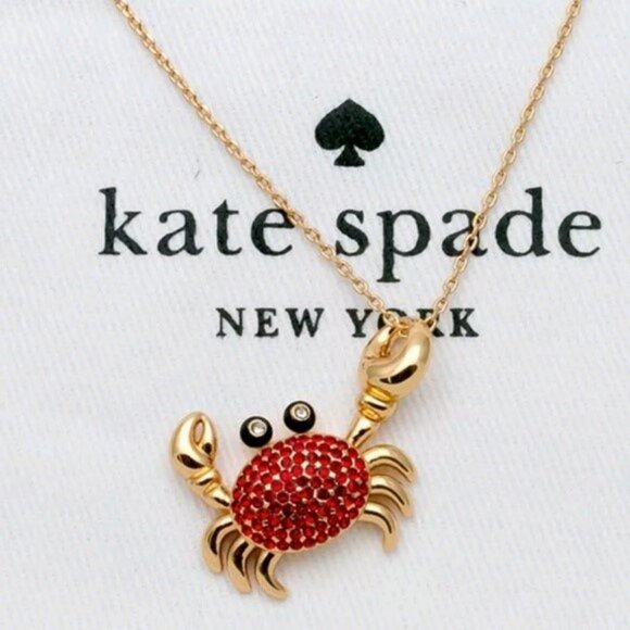 Kate Spade Shore Thing Pave Crab Necklace w Dust Bag NWT - Picture 1 of 2